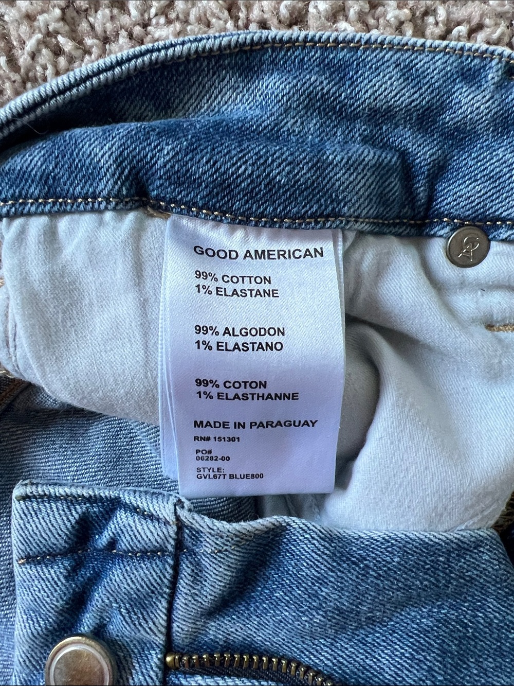 Good American Straight Leg Ripped Blue Jeans - Picture 10 of 10